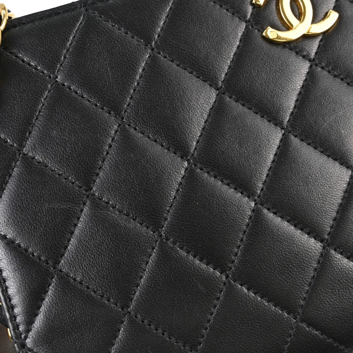 Chanel Full Flap Small Pushlock Vintage Shoulder Bag in Black Lambskin
