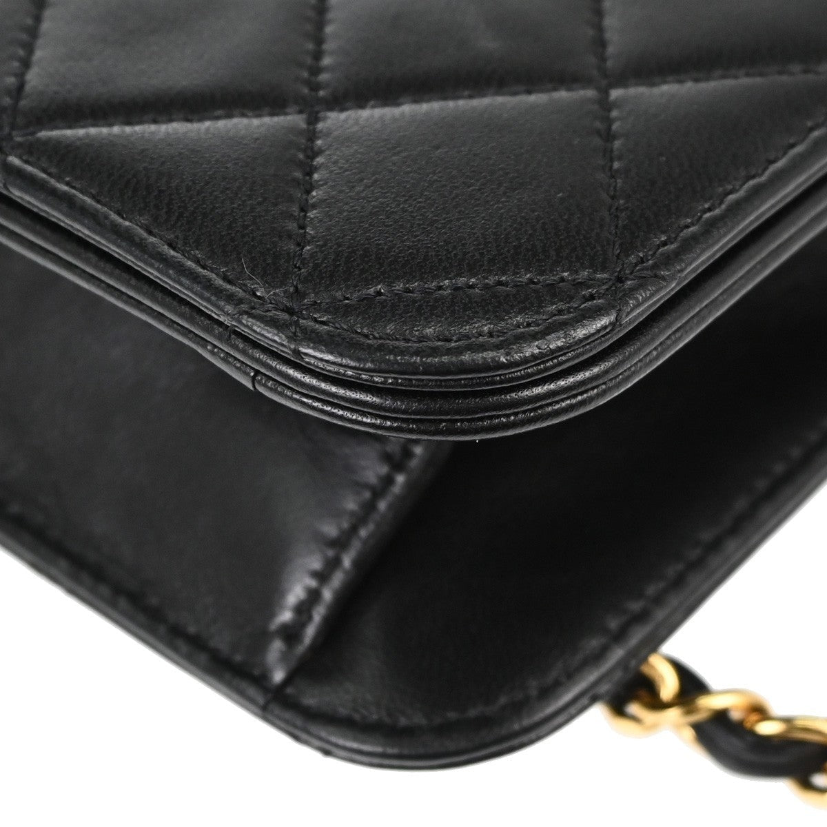 Chanel Full Flap Small Pushlock Vintage Shoulder Bag in Black Lambskin