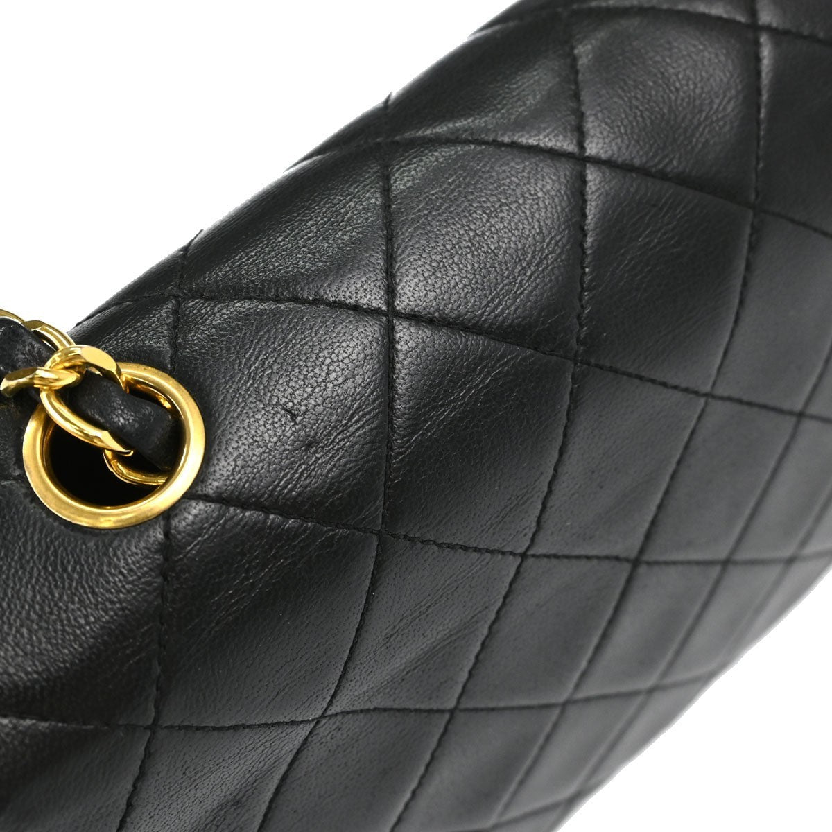 Chanel Full Flap Small Turnlock Vintage Shoulder Bag in Black Lambskin