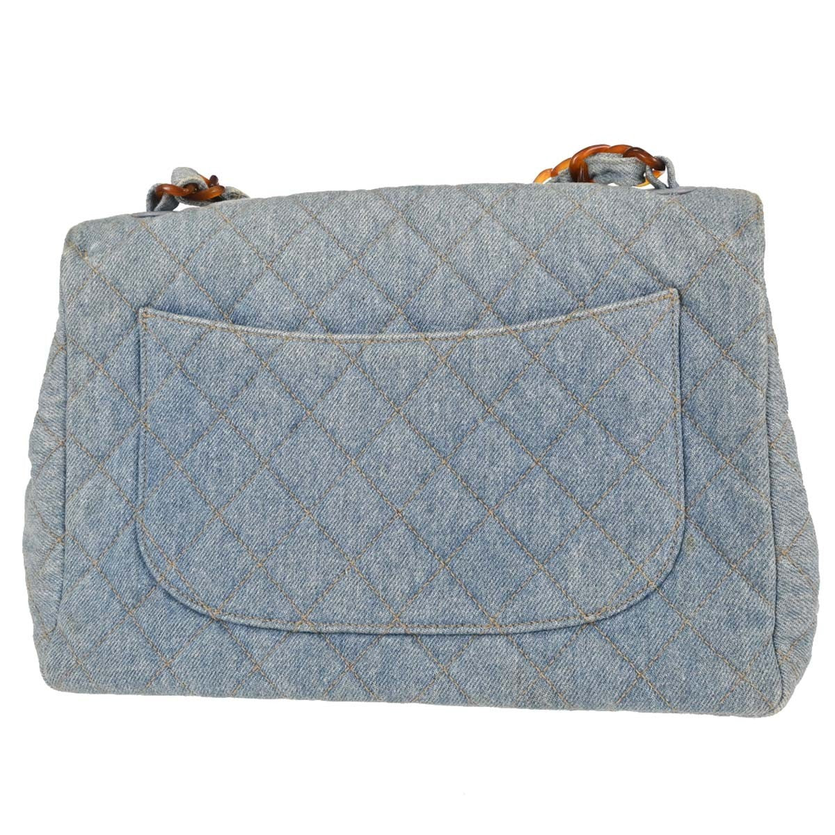Chanel Jumbo Classic Flap Vintage Shoulder Bag in Light Blue Denim
