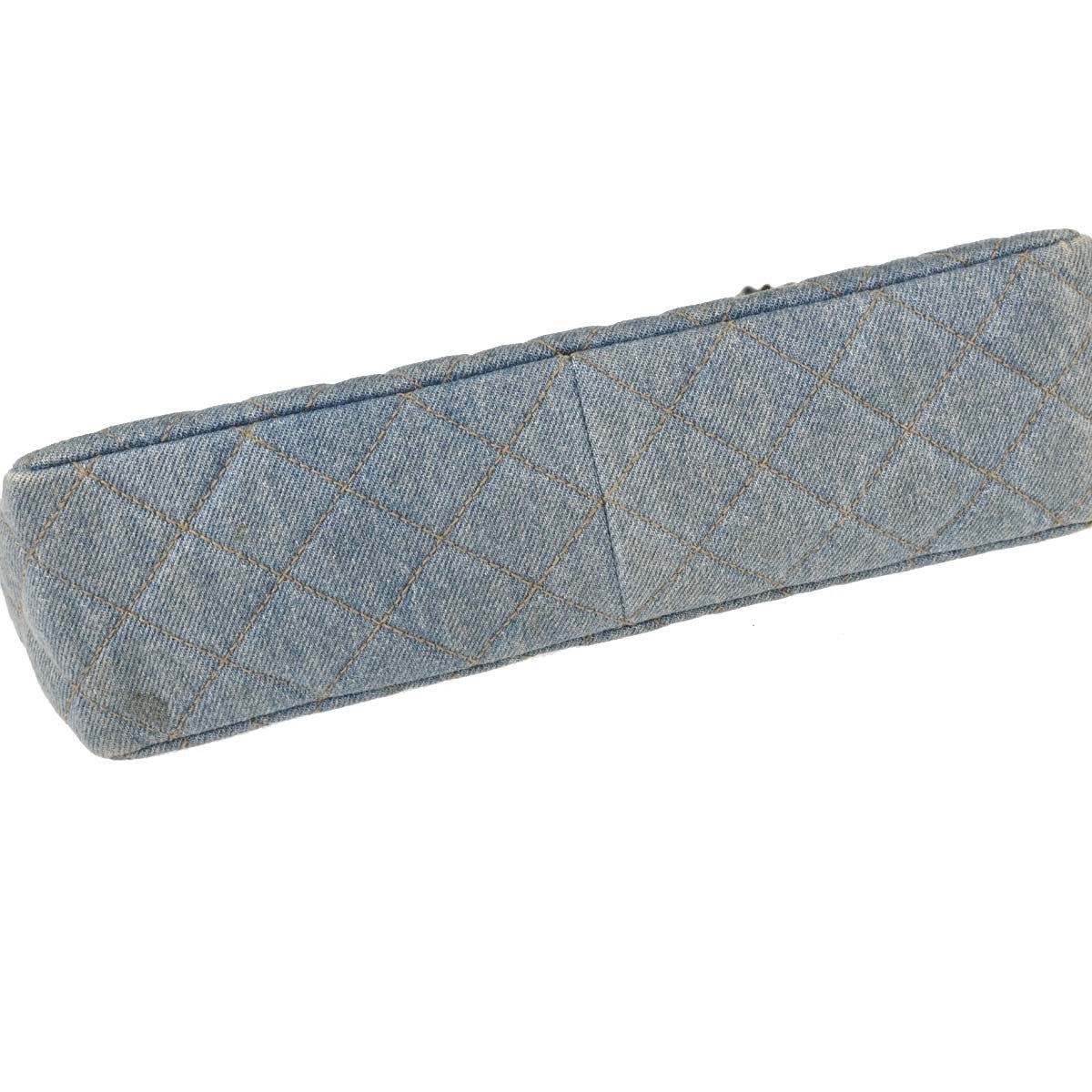 Chanel Jumbo Classic Flap Vintage Shoulder Bag in Light Blue Denim