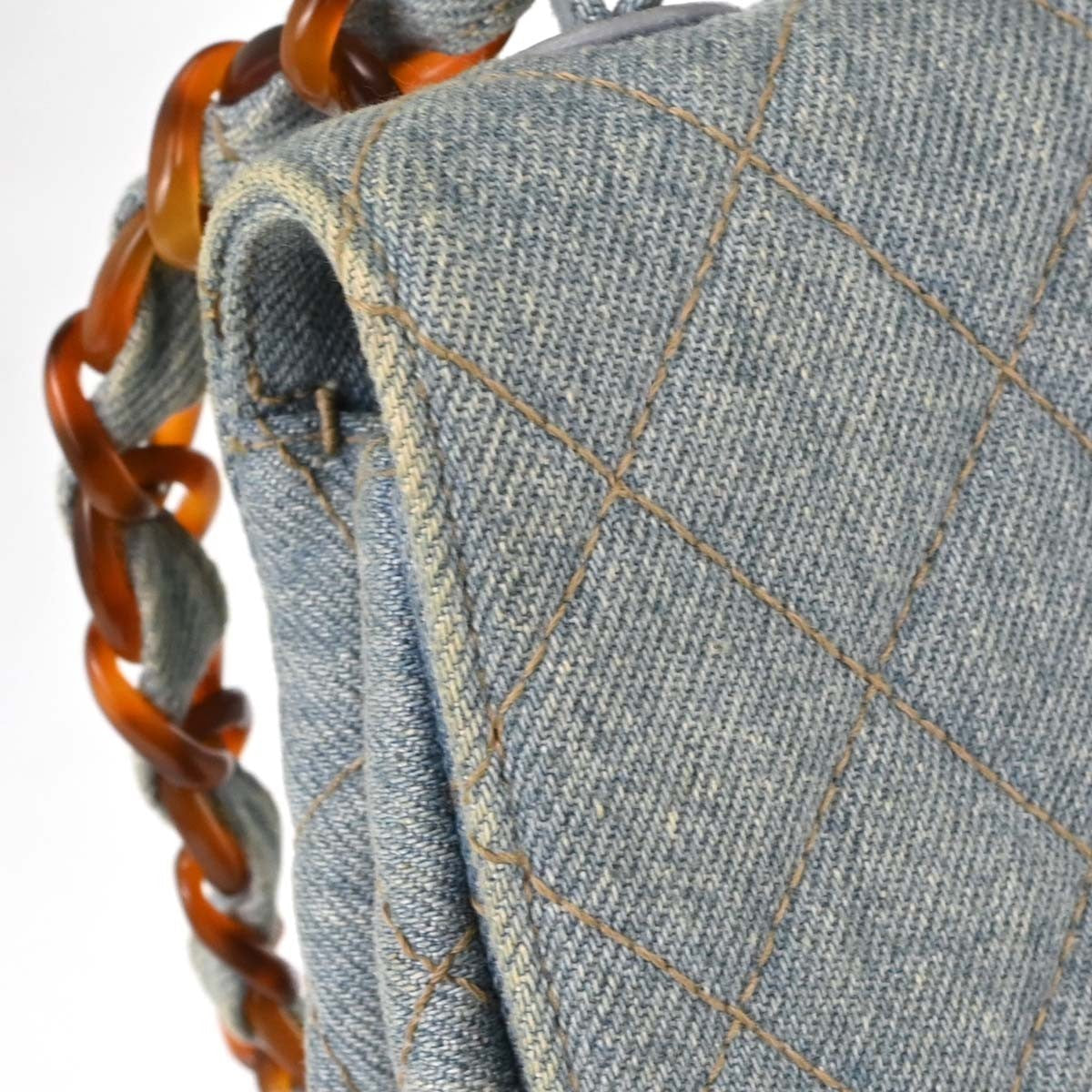 Chanel Jumbo Classic Flap Vintage Shoulder Bag in Light Blue Denim