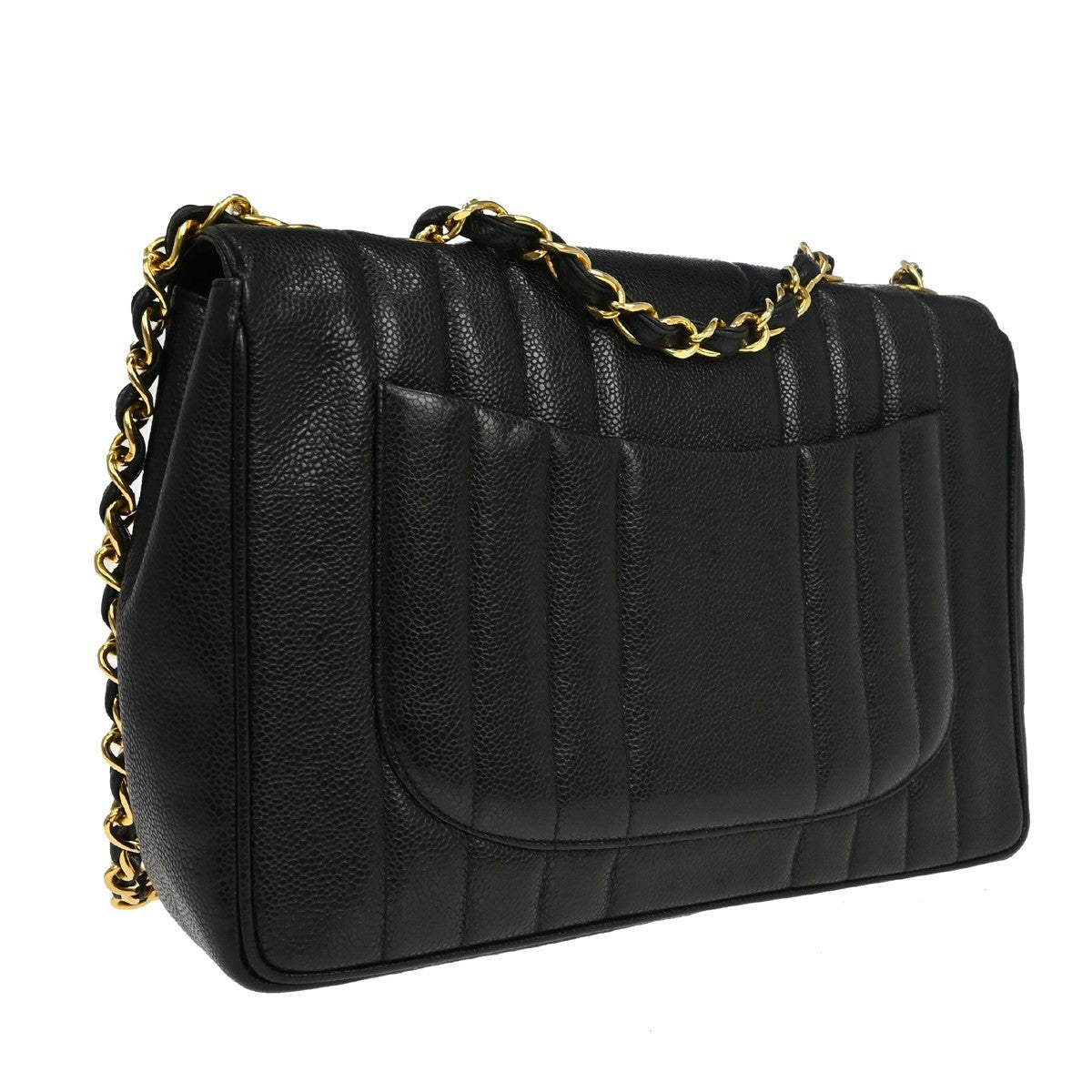 Chanel Mademoiselle Jumbo Vintage Shoulder Bag in Black Calfskin