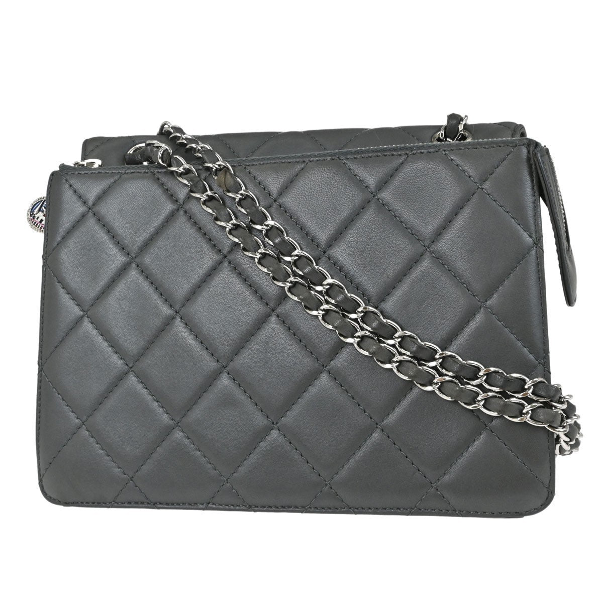Chanel Mademoiselle Lock Reissue Flap Vintage Shoulder Bag in Grey Lambskin