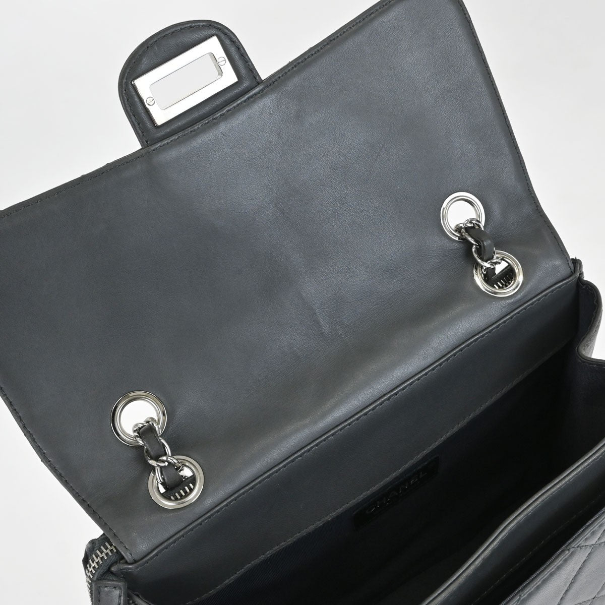 Chanel Mademoiselle Lock Reissue Flap Vintage Shoulder Bag in Grey Lambskin