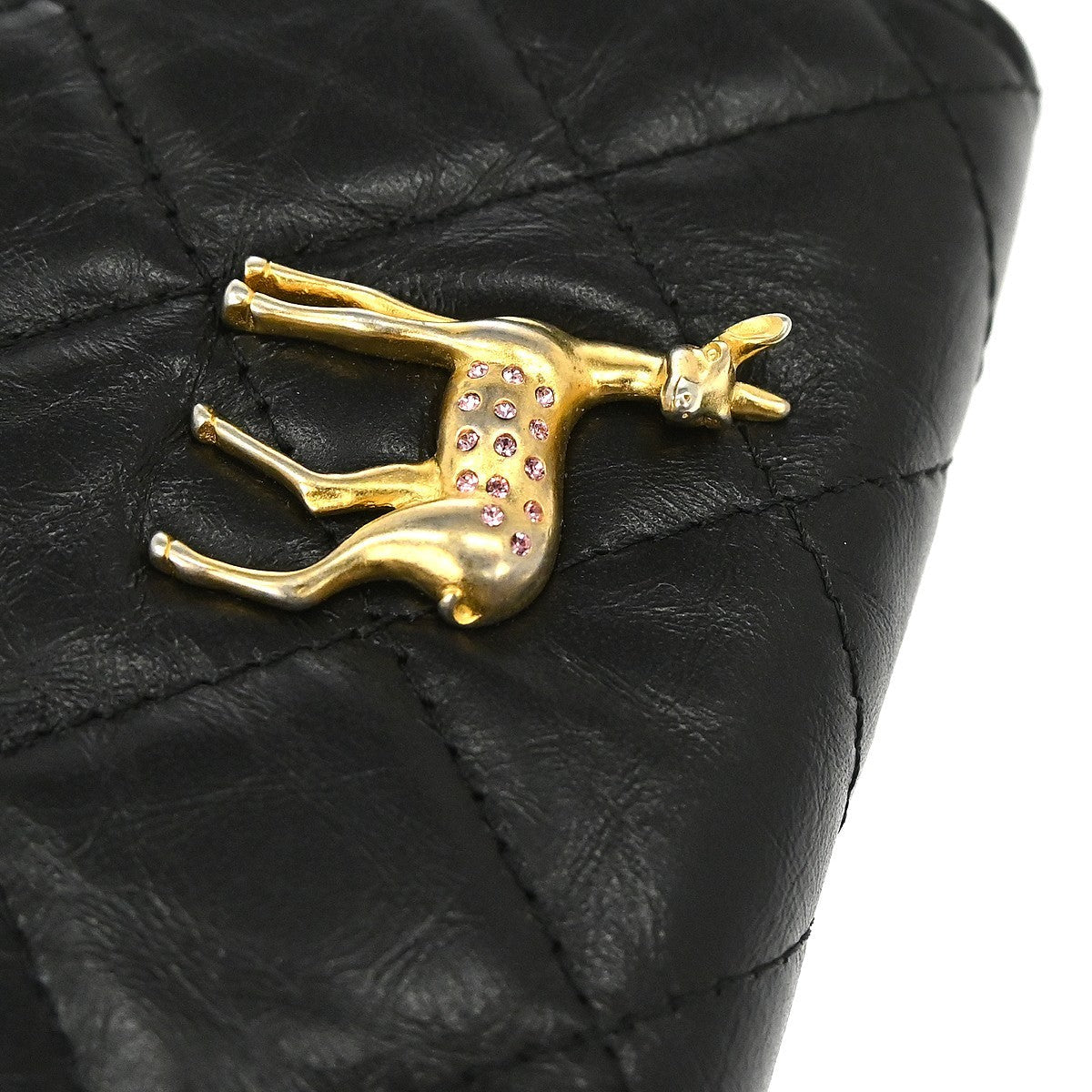 Chanel Mademoiselle Lock Wallet on Chain Vintage Shoulder Bag in Black Lambskin