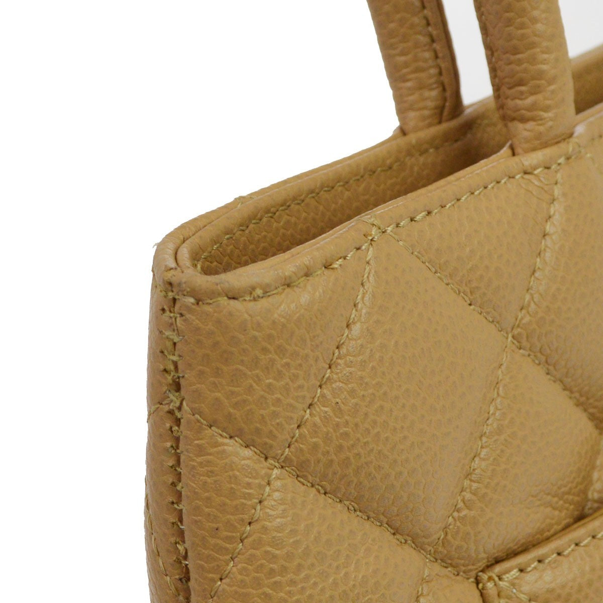 Chanel Medallion Tote Vintage Handbag in Beige Caviar Leather