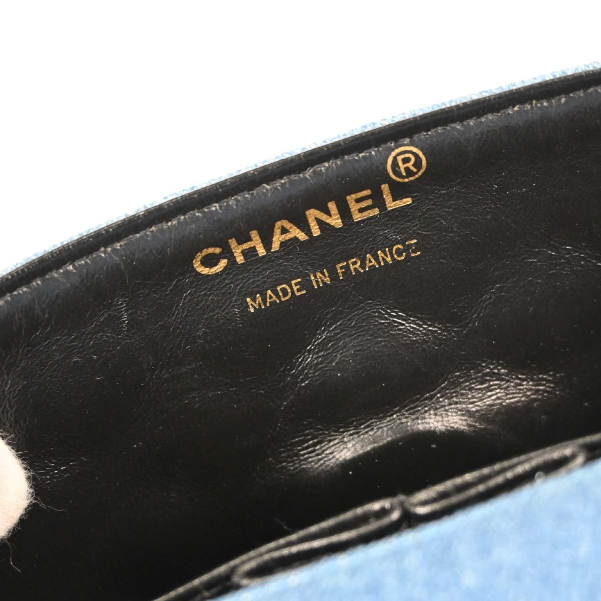 Chanel Mini Full Flap Vintage Shoulder Bag in Blue Denim