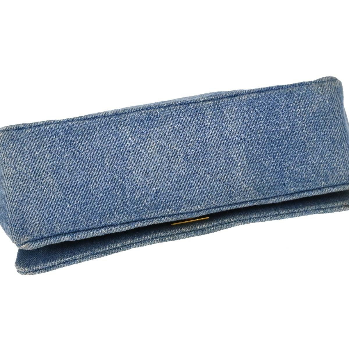 Chanel Mini Full Flap Vintage Shoulder Bag in Blue Denim