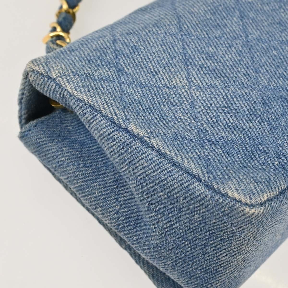 Chanel Mini Full Flap Vintage Shoulder Bag in Blue Denim