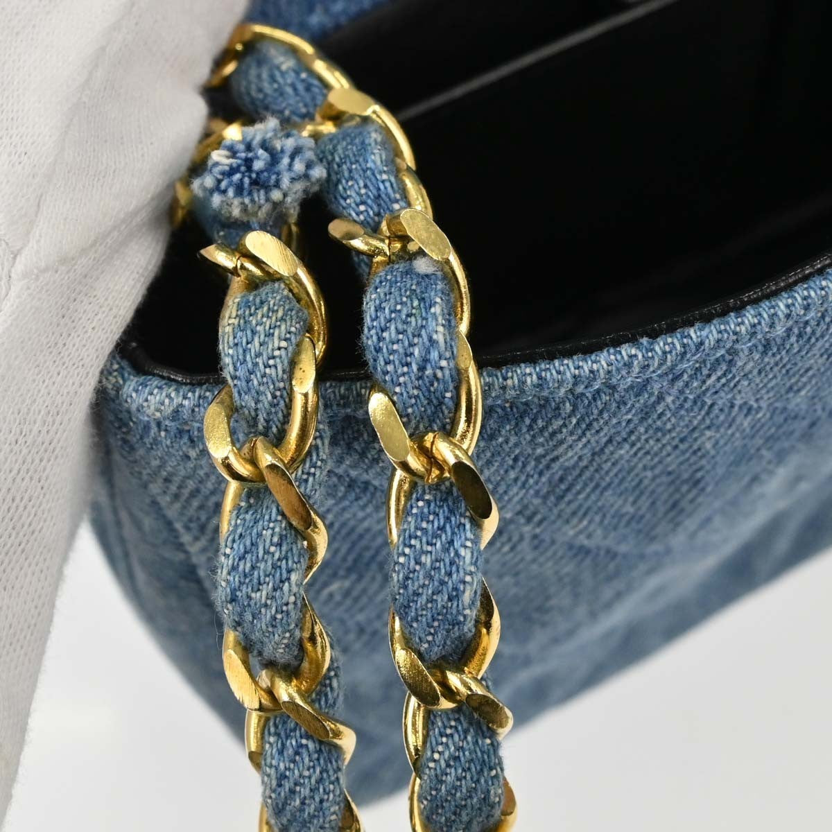 Chanel Mini Full Flap Vintage Shoulder Bag in Blue Denim