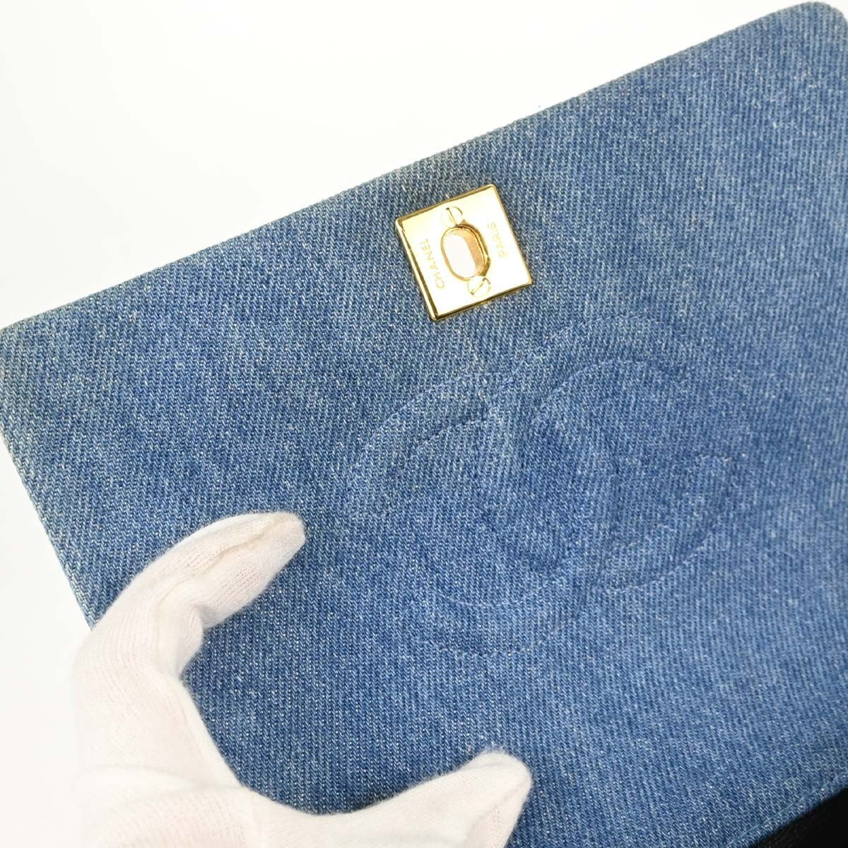 Chanel Mini Full Flap Vintage Shoulder Bag in Blue Denim