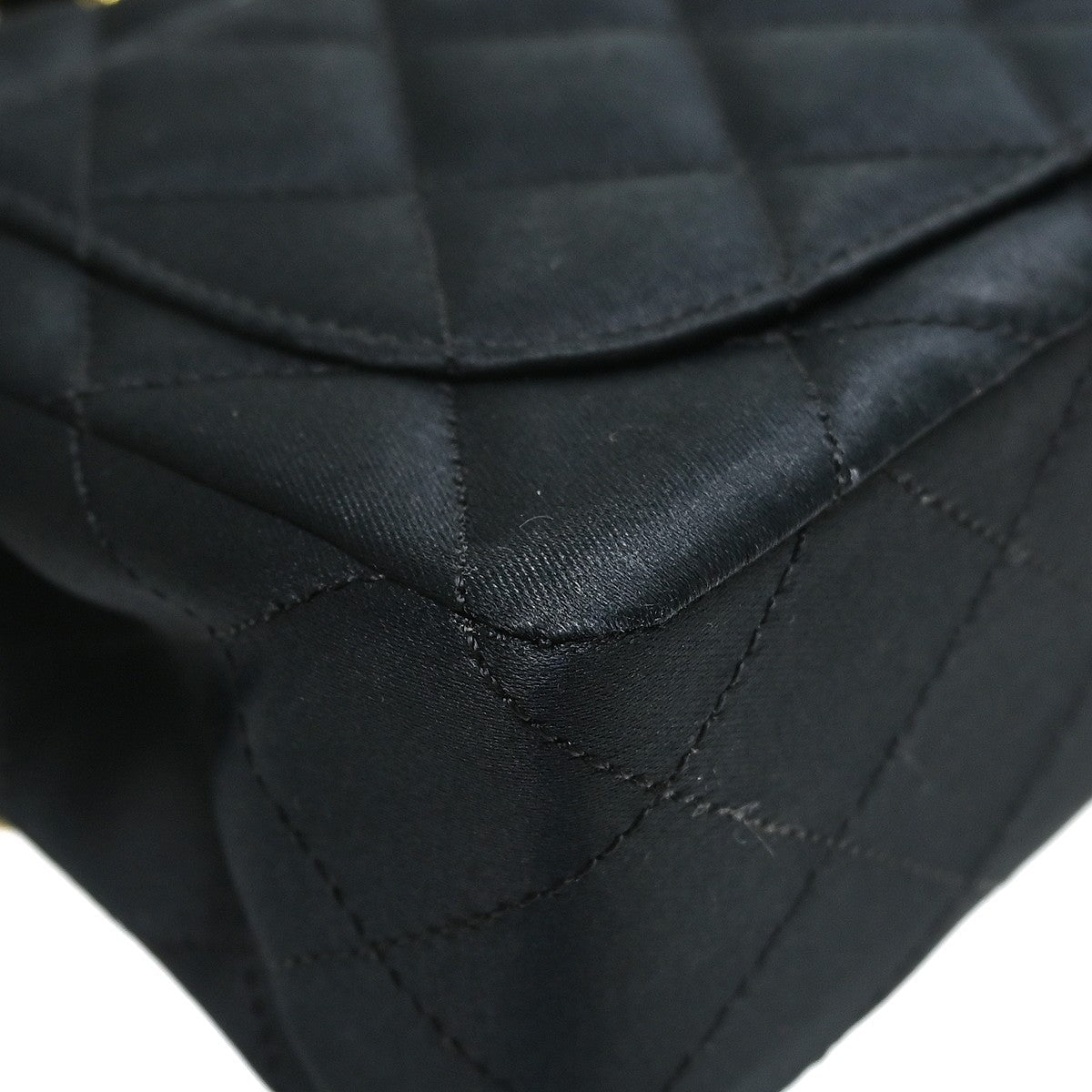 Chanel Mini Classic Square Flap 17 Vintage Shoulder Bag in Black Satin