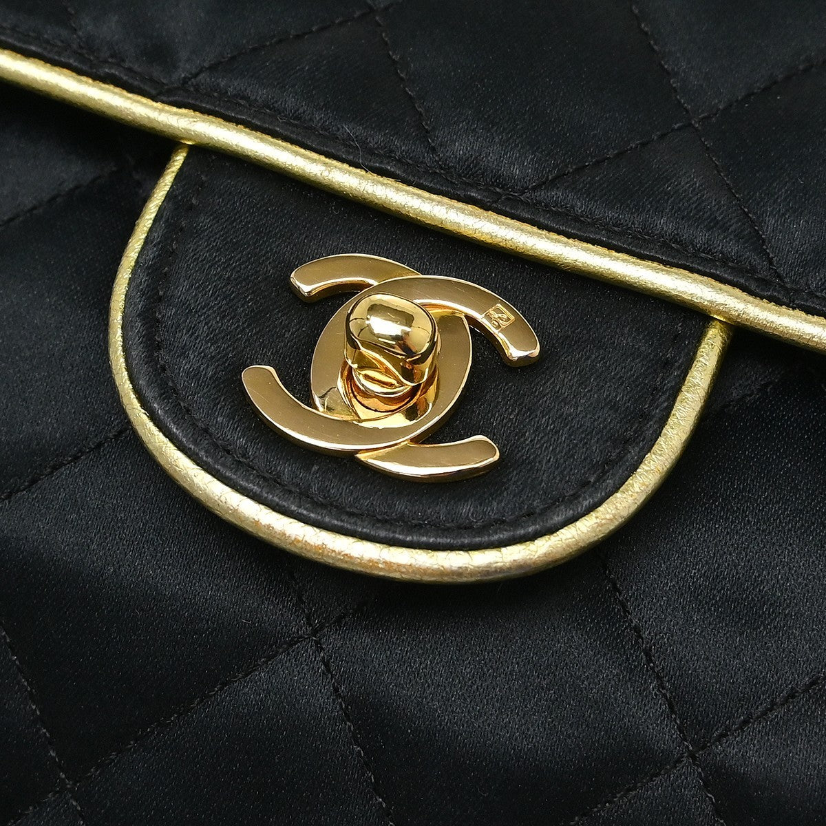 Chanel Mini Classic Square Flap 17 Vintage Shoulder Bag in Black Satin