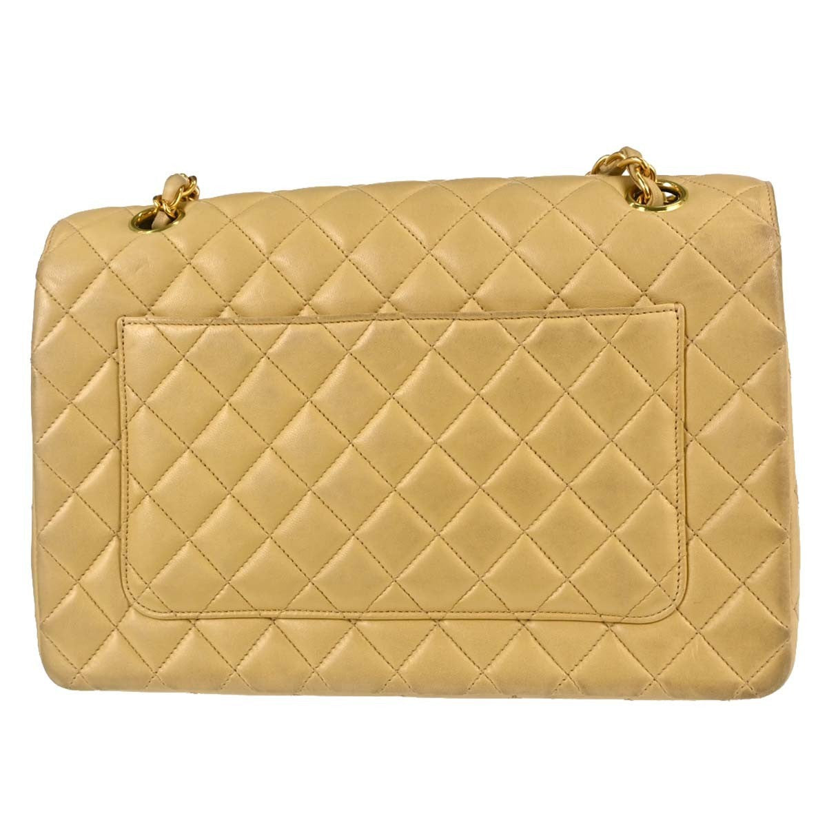 Chanel Paris Flap Vintage Shoulder Bag in Beige Lambskin