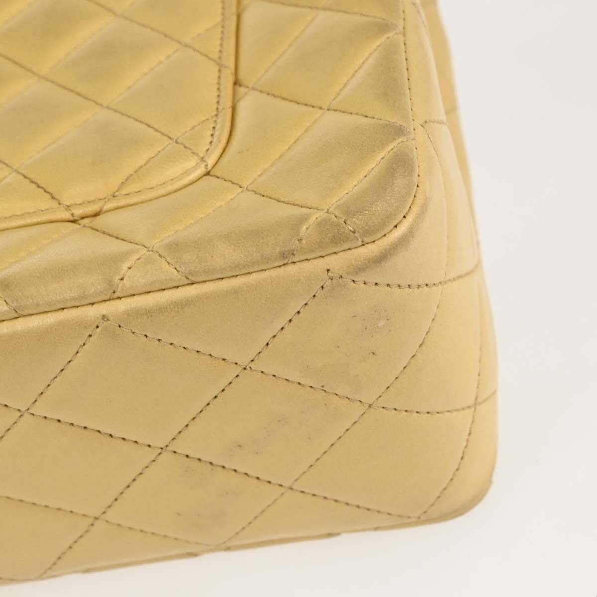 Chanel Paris Flap Vintage Shoulder Bag in Beige Lambskin