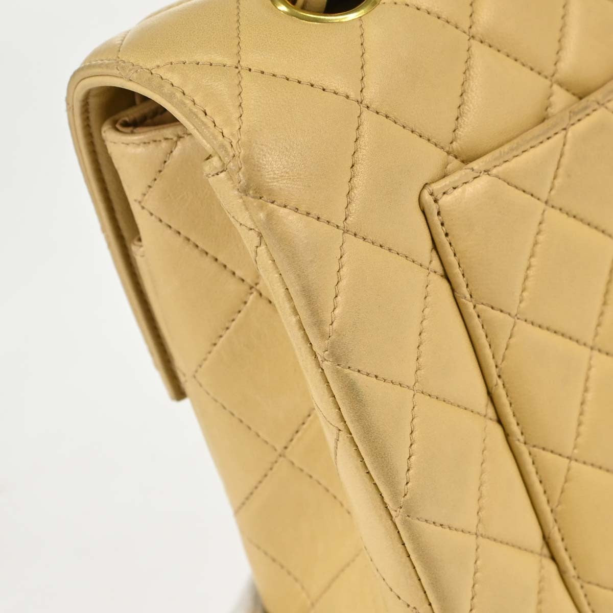 Chanel Paris Flap Vintage Shoulder Bag in Beige Lambskin