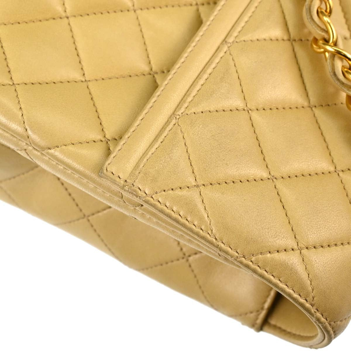 Chanel Paris Flap Vintage Shoulder Bag in Beige Lambskin