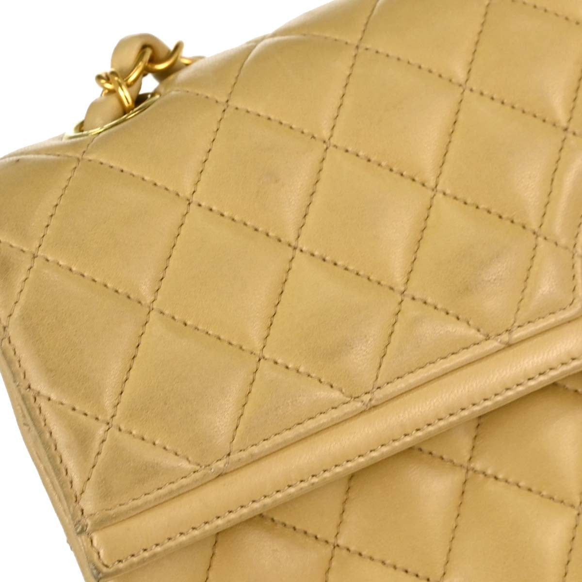 Chanel Paris Flap Vintage Shoulder Bag in Beige Lambskin