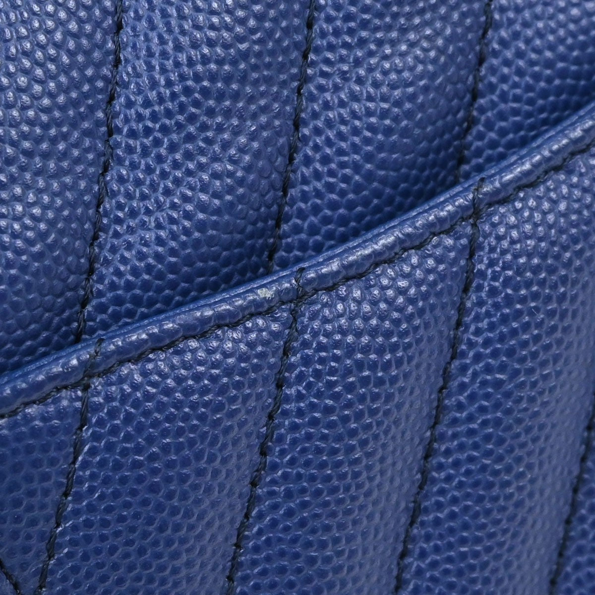 Chanel Single Flap Chevron Vintage Shoulder Bag in Blue Caviar Leather