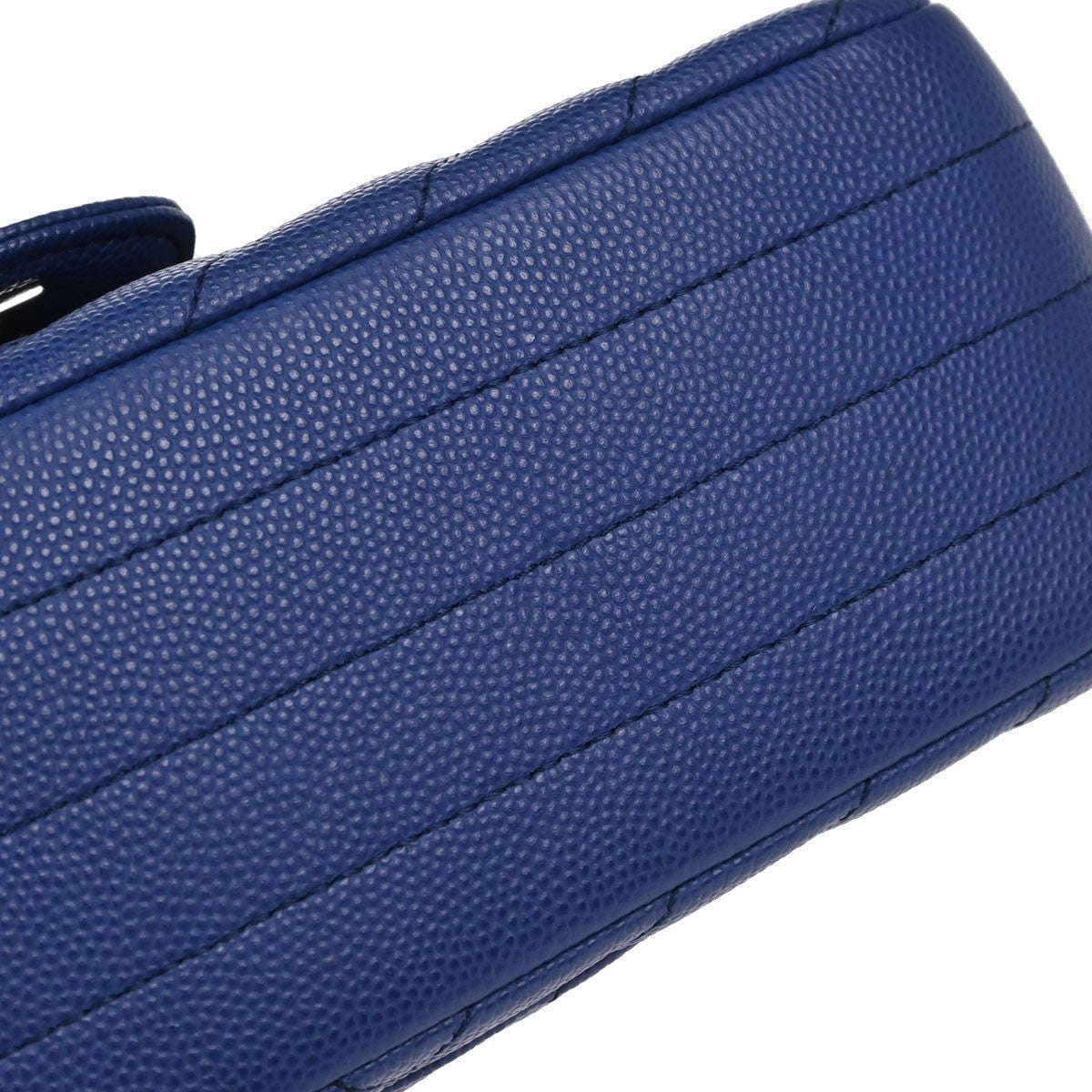Chanel Single Flap Chevron Vintage Shoulder Bag in Blue Caviar Leather