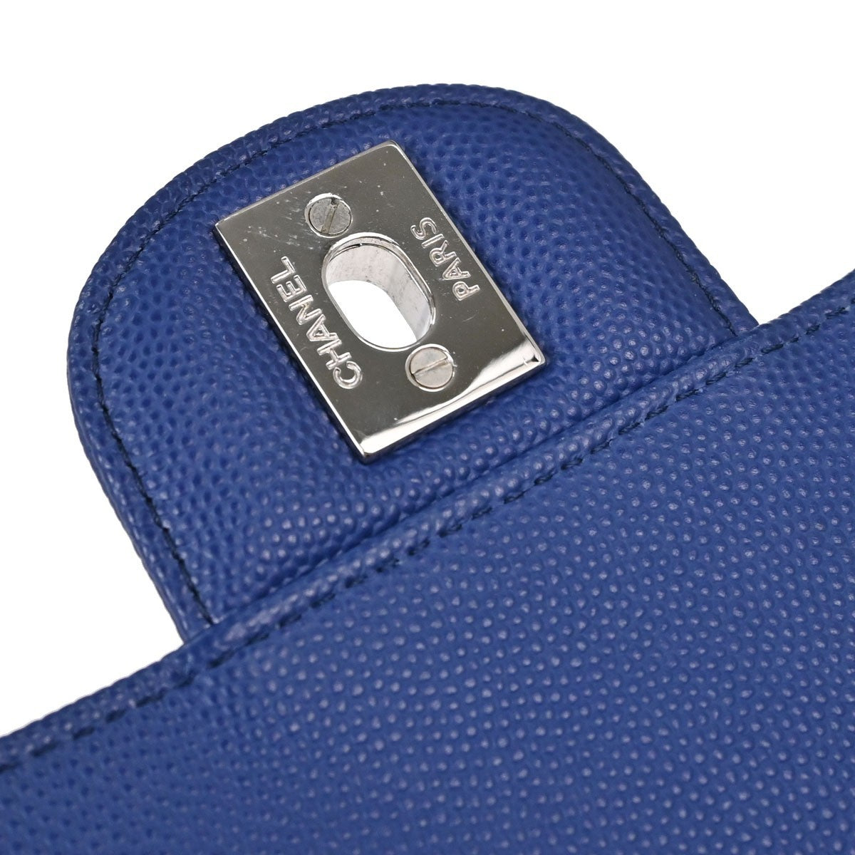 Chanel Single Flap Chevron Vintage Shoulder Bag in Blue Caviar Leather