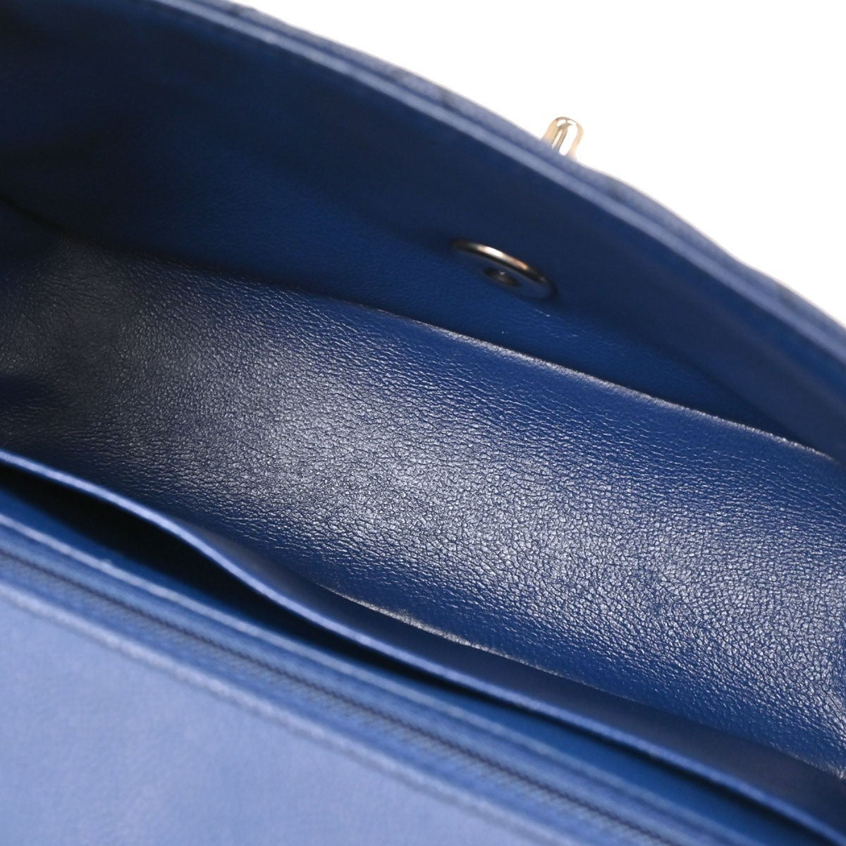 Chanel Single Flap Chevron Vintage Shoulder Bag in Blue Caviar Leather