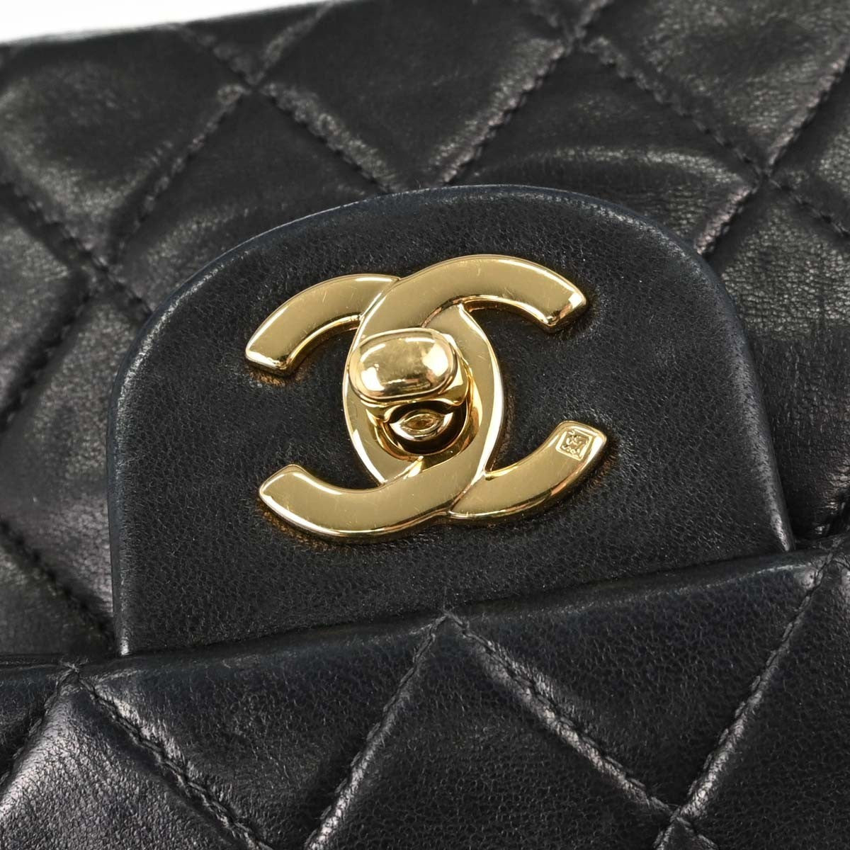 Chanel Small Classic Double Flap Vintage Shoulder Bag in Black Lambskin