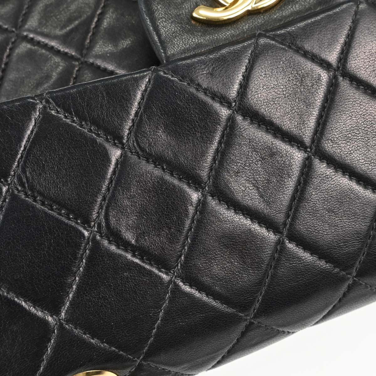 Chanel Small Classic Double Flap Vintage Shoulder Bag in Black Lambskin
