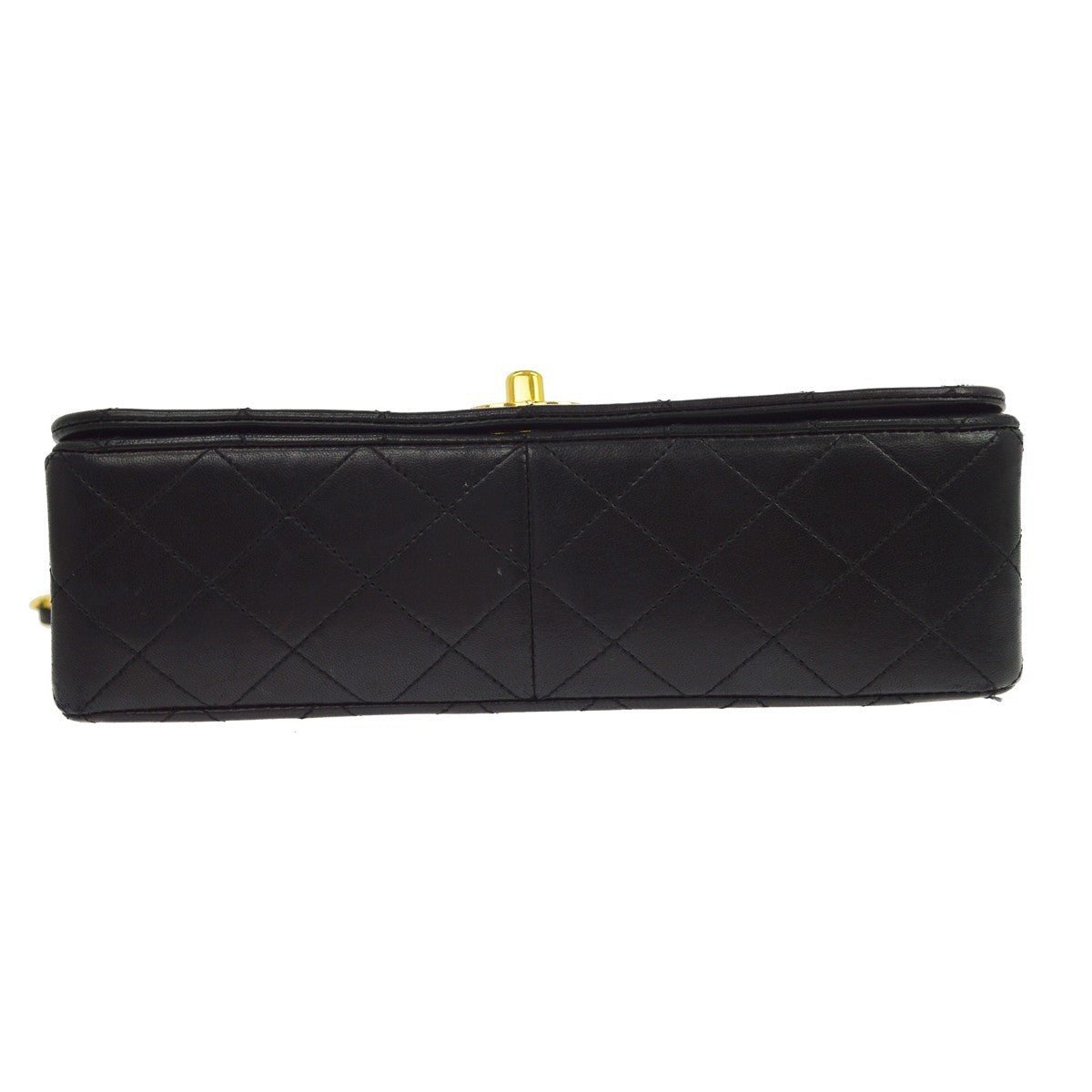 Chanel Small Full Flap Pushlock Vintage Shoulder Bag in Black Lambskin