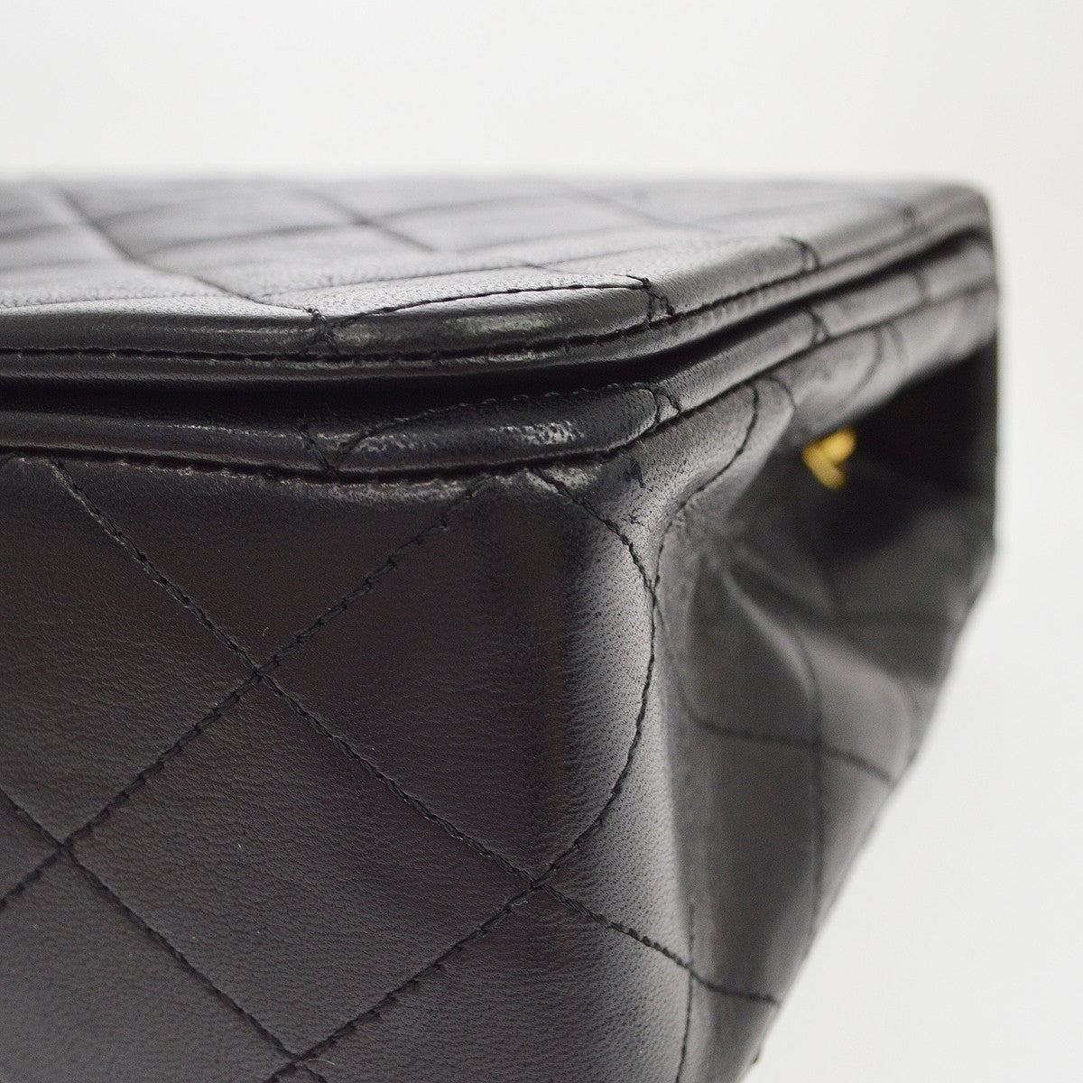 Chanel Small Full Flap Pushlock Vintage Shoulder Bag in Black Lambskin
