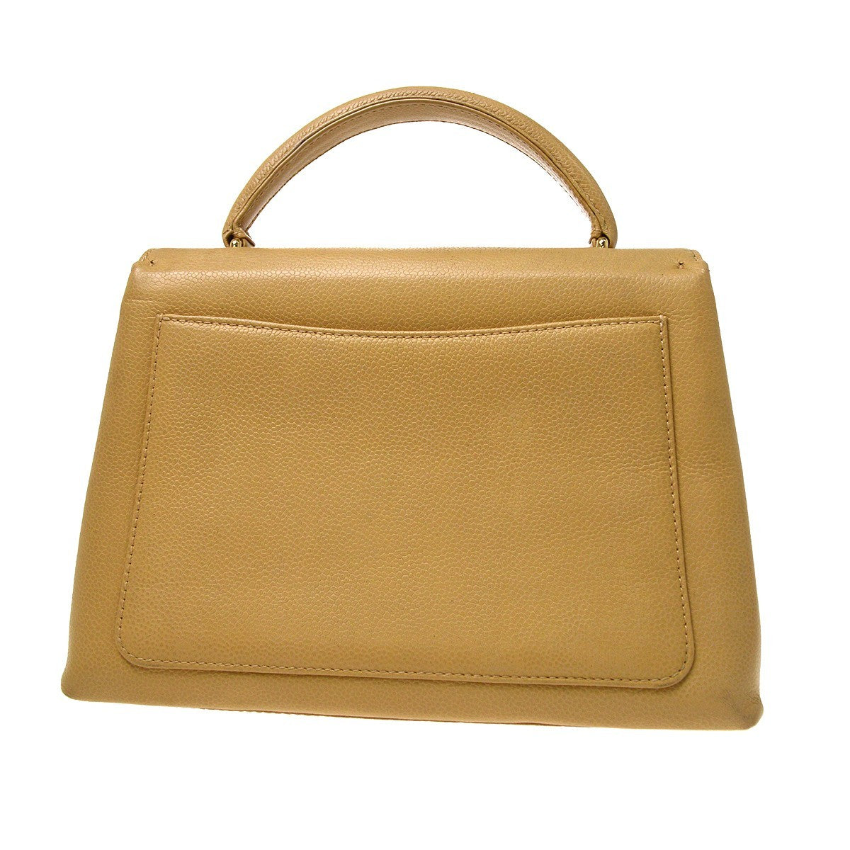 Chanel Top Handle Vintage Handbag in Beige Calfskin