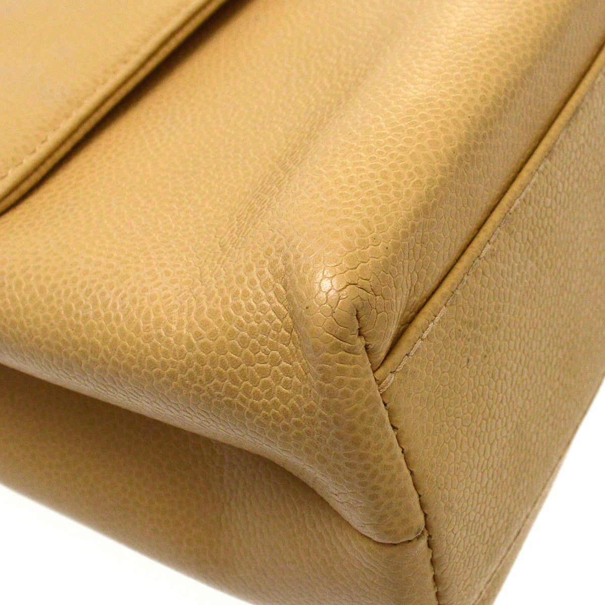 Chanel Top Handle Vintage Handbag in Beige Calfskin
