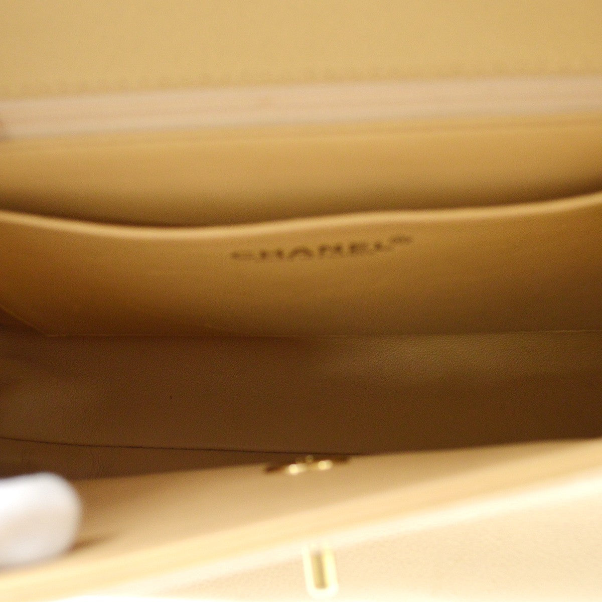 Chanel Top Handle Vintage Handbag in Beige Calfskin