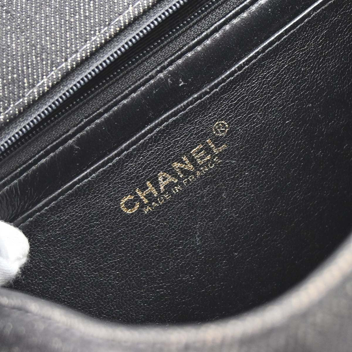 Chanel Top Handle Vintage Handbag in Black Denim