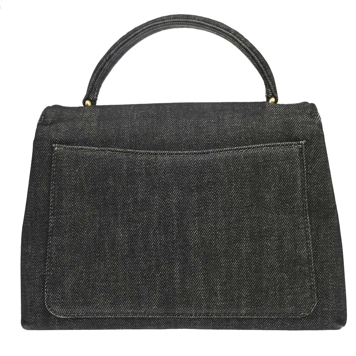 Chanel Top Handle Vintage Handbag in Black Denim