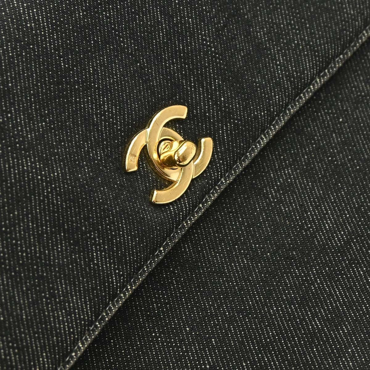Chanel Top Handle Vintage Handbag in Black Denim