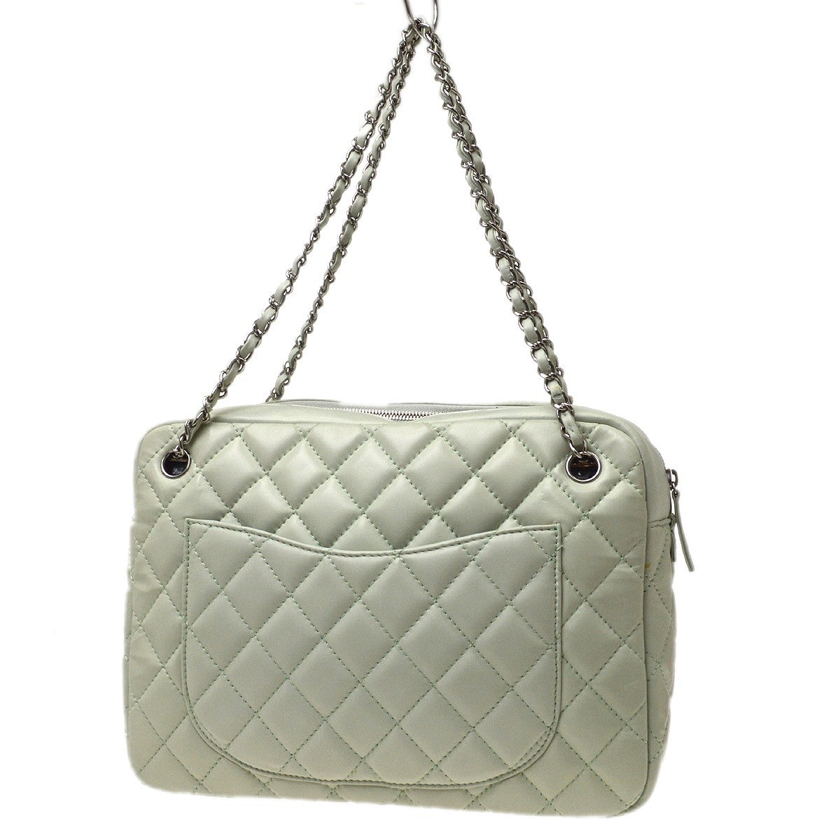 Chanel Chain Shopping Vintage Tote Bag in Light Blue Lambskin
