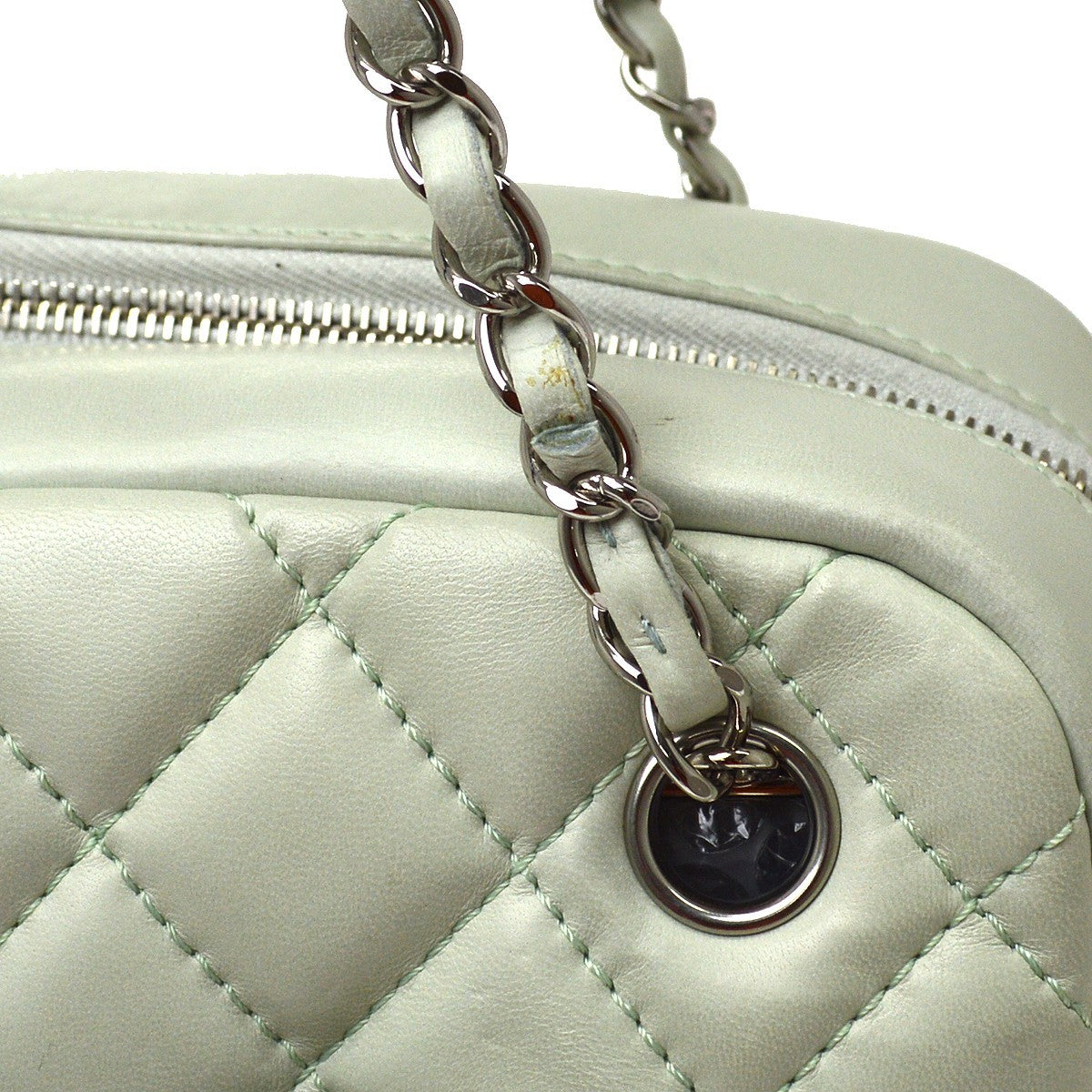 Chanel Chain Shopping Vintage Tote Bag in Light Blue Lambskin