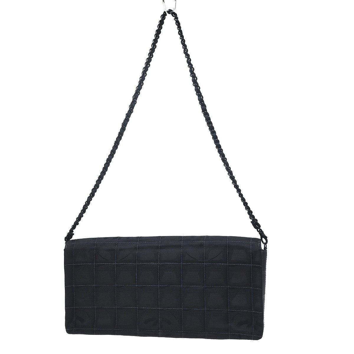 Chanel Travel Line East West Vintage Shoulder Bag in Black Nylon Jacquard