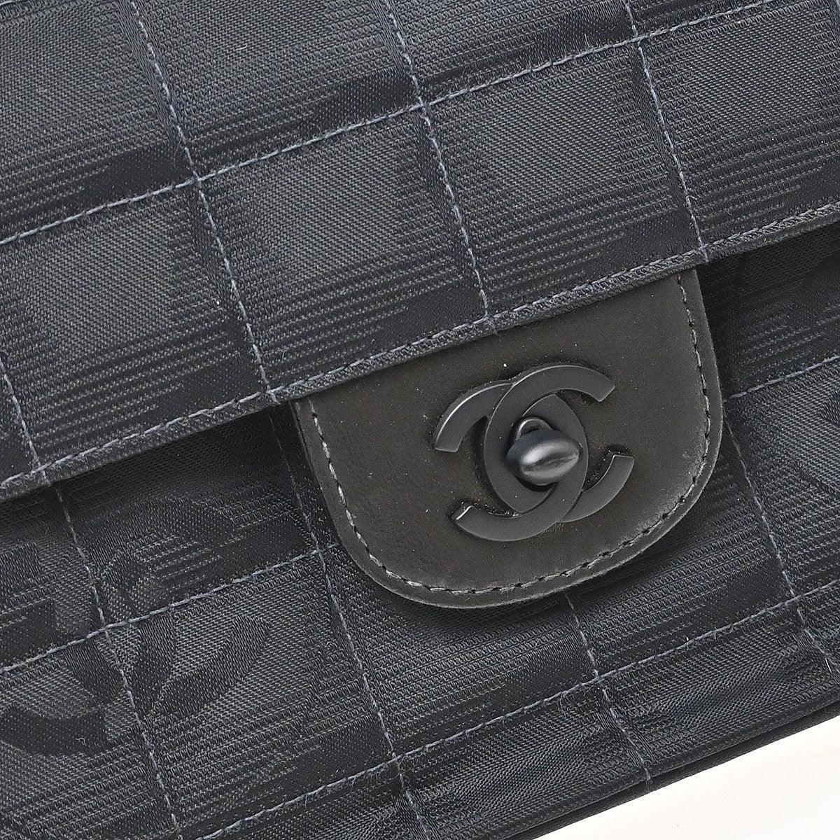 Chanel Travel Line East West Vintage Shoulder Bag in Black Nylon Jacquard