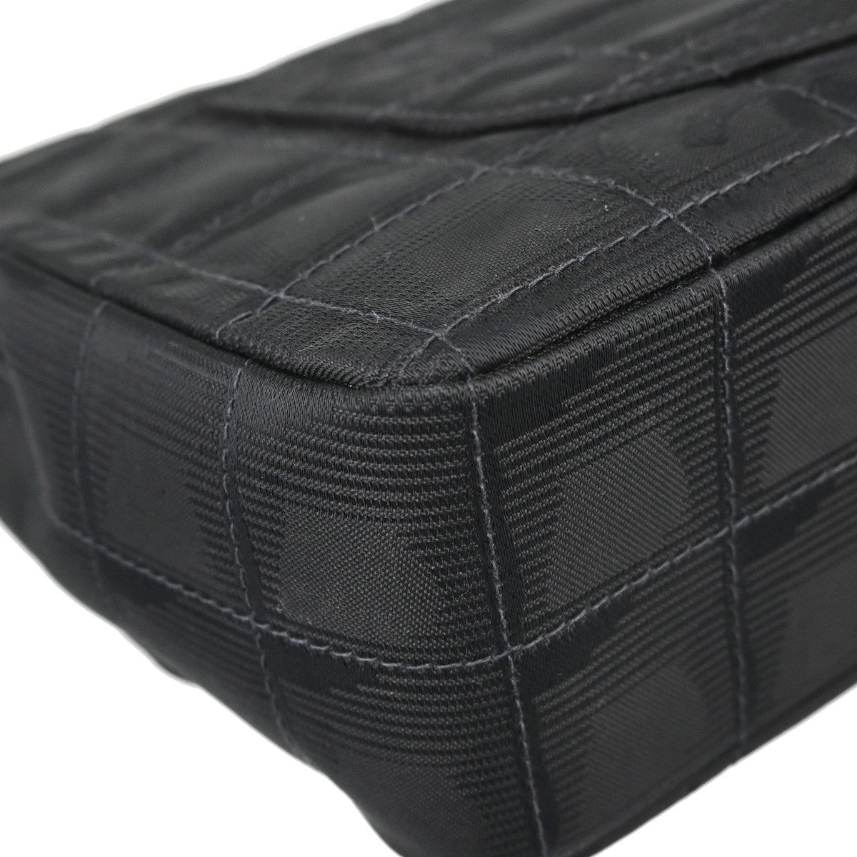 Chanel Travel Line Single Flap Medium Vintage Shoulder Bag in Black Nylon Jacquard