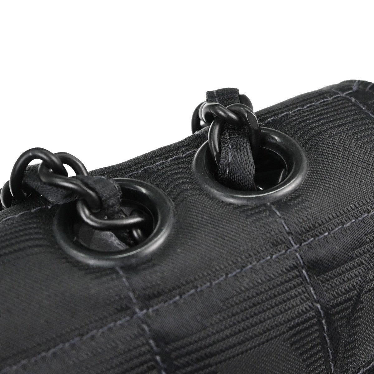 Chanel Travel Line Single Flap Medium Vintage Shoulder Bag in Black Nylon Jacquard