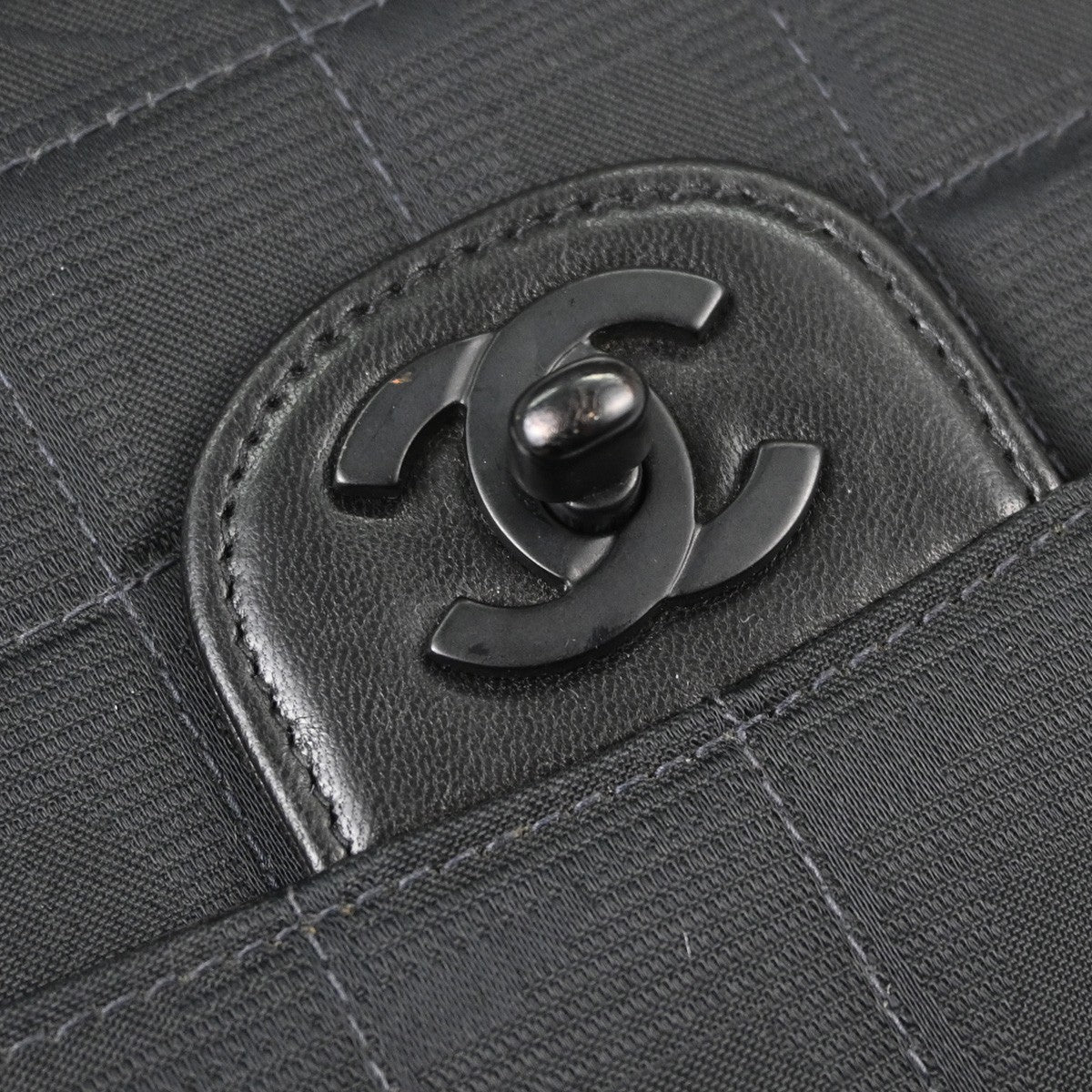Chanel Travel Line Single Flap Medium Vintage Shoulder Bag in Black Nylon Jacquard