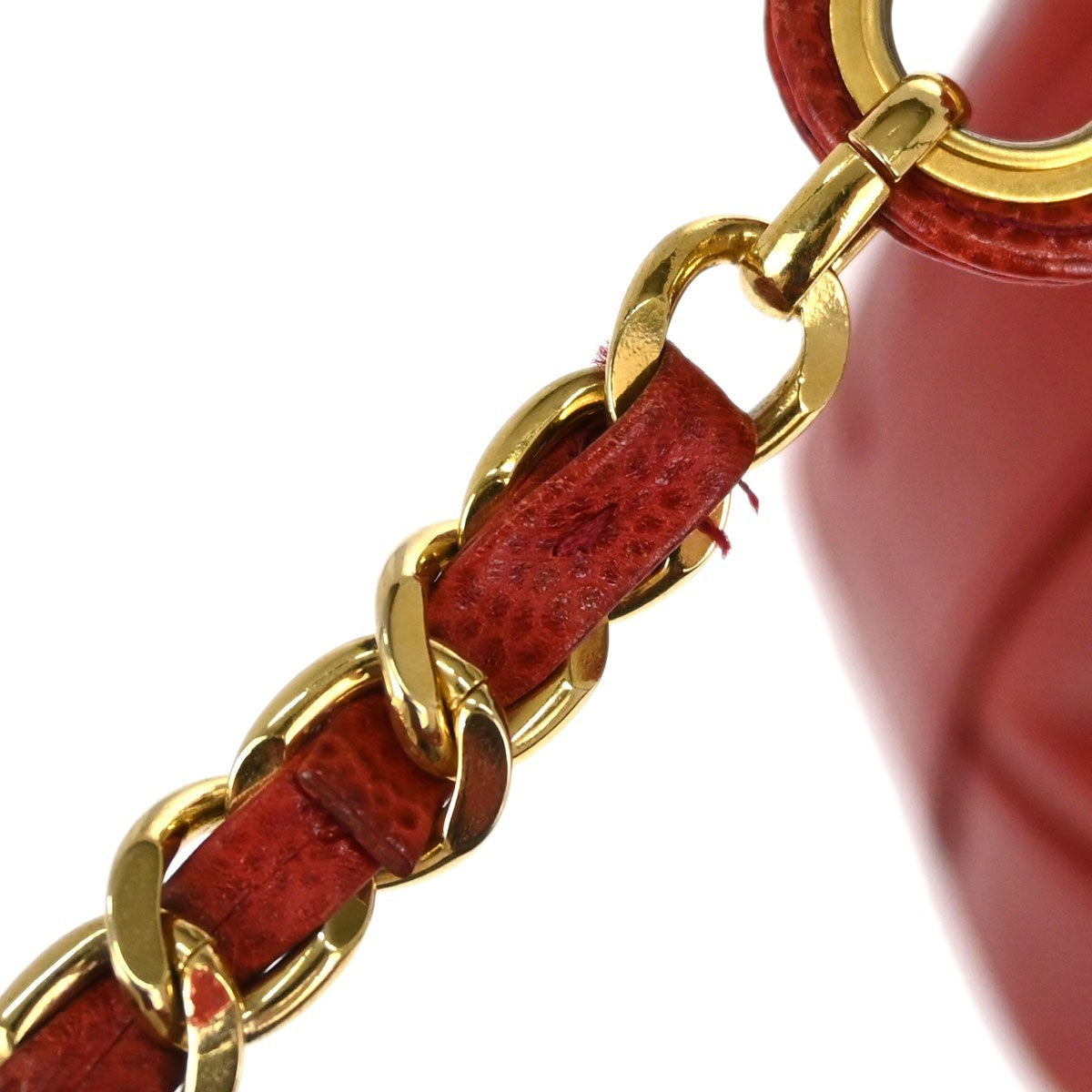 Chanel Triple CC Drawstring Vintage Shoulder Bag in Red Caviar Leather