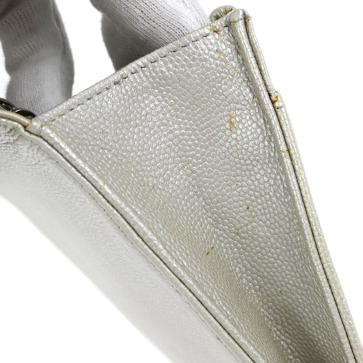 Chanel Wallet on Chain Vintage Crossbody Bag in Metallic White Calfskin