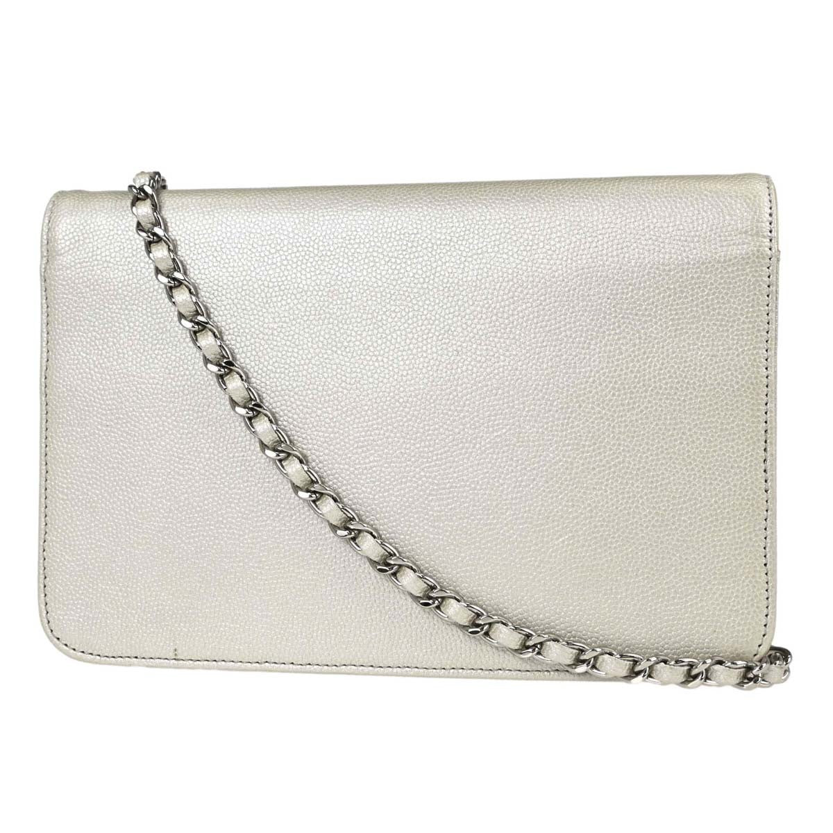 Chanel Wallet on Chain Vintage Crossbody Bag in Metallic White Calfskin