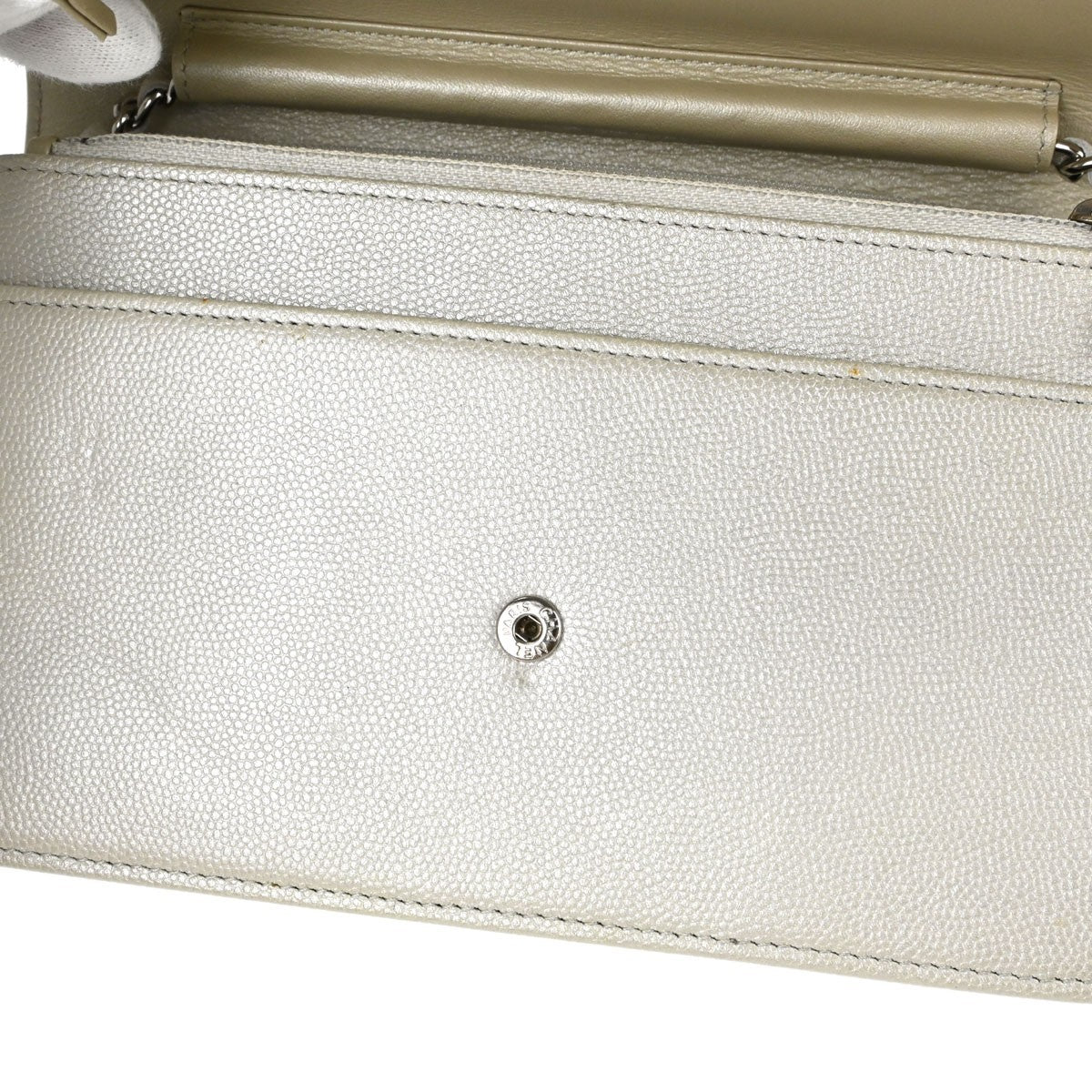 Chanel Wallet on Chain Vintage Crossbody Bag in Metallic White Calfskin