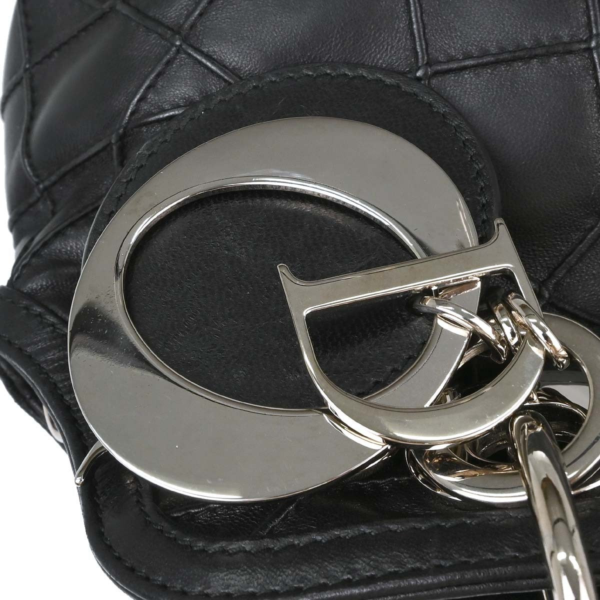 Christian Dior Granville Cannage 2way Vintage Handbag in Black Lambskin