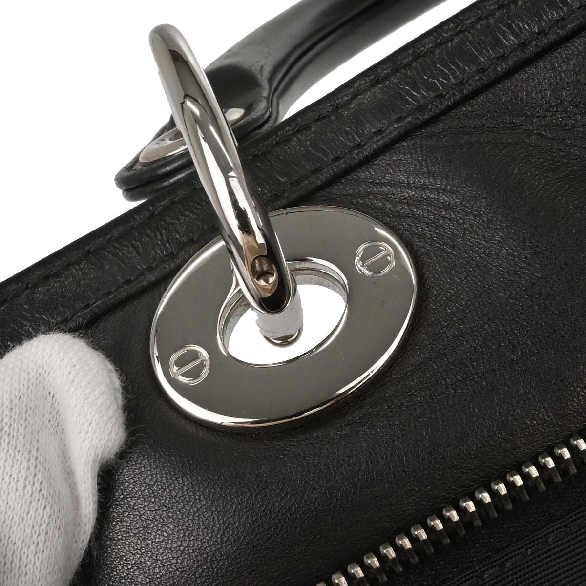 Christian Dior Granville Cannage 2way Vintage Handbag in Black Lambskin